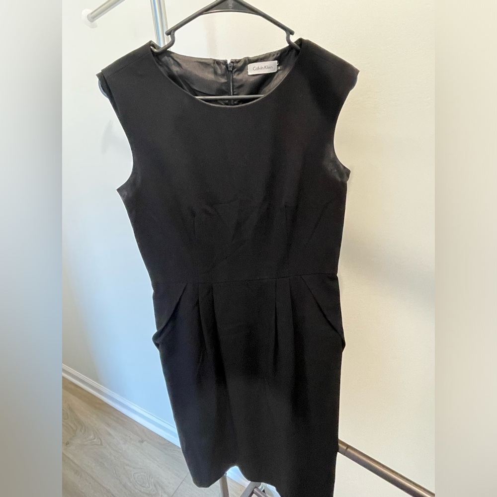 Calvin Klein size 4 black lined work dress
